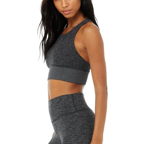 Alo Yoga Sports Alosoft Serenity Racerback Bra Dark Heather Green Size S-NWOT - Picture 3 of 5